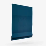 Side view of a teal blue Roman window blind