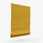 Side view of a yellow Roman blind against a white wall