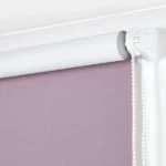 bracket and beaded chain attached to a lilac blackout roller blind.